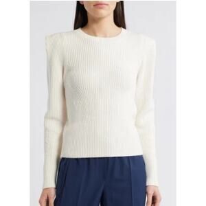 BOSS Sweater Cream Crewneck Frarimi Extended Shoulder Long Sleeve
